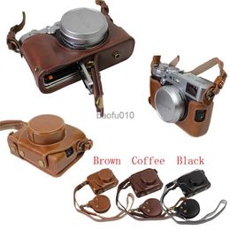 Camera bag accessories Luxury Pu Leather X100V Camera Case Bag For Fuji XE4 X100V Fuji X100F Protective Bag With Strap Mini Battery Case HKD230817