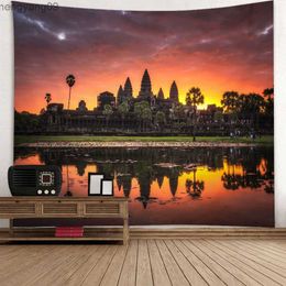 Tapestries Angkor Wat Temple Wall Hanging Cloth Cheap Spiritual Tapestry Printed Polyester Wall Tapestry R230817