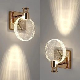Wall Lamp Nordic Crystal LED Round Gold Silver Star Light Fixtures For Bedroom Living Room Study Dining Home Decor