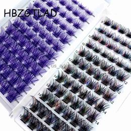 False Eyelashes Premade Fans DIY Cluster Eyelashes Segment Lashes Mixed Rainbow Eyelash Lashes Blue Purple Cluster Colourful Eyelash Extension HKD230817