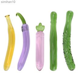 Anal Toys plant Dildos Sex Toys for Men Women Banana Dildo Artificial penis Fruit Vegetable Anal Plug Glass Beads Butt Plug HKD230816