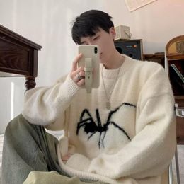 Men's Sweaters American Retro Soft Waxy Round Neck Sweater For Men Women Y2K Winter Ins Lazy Wind Loose Casual Thick Couple Jacket 2023