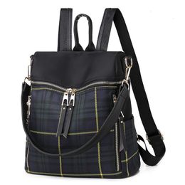 School Bags Korean Version Of The Waterproof Oxford Cloth Backpack Travel Wild Plaid Dualuse Bag 230816