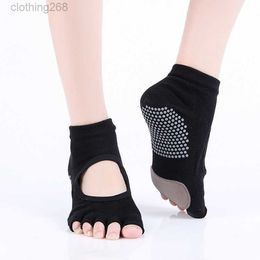 Professional yoga socks slip resistant women's five finger summer pilates fitness exercise silicone breathable and wear-resistant seam leather dance socks