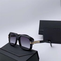 607 Black Gold Plastic Vintage Sunglasses Grey Gradient Retro Fashion Square Sunglasses Shades with box261A