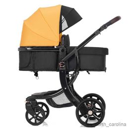 Strollers# New Luxury Baby Stroller 3 in 1 Portable High Landscape Luxury Stroller Travel Pram Adjustable baby Bassinet R230817