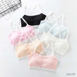 Tank Top Lace Cotton Youngs Training Bra Kids Vest Teens Teenage Underwears Girls Tanks Camisoles for 8-14yrs Tube Top with Chest Pad R230817