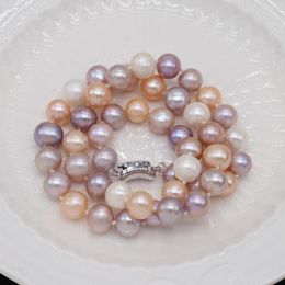 Chains Natural Fresh Water Pearl Necklace Round Bead Color Mixing For Women Jewelry Party Banquet Gift Girls