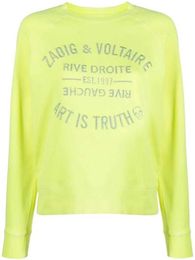 Zadig Voltaire 23 Designer Felpa con cappuccio ZV Pullover Classica lettera ricamo manica raglan Sier Gloss maglione girocollo da donna