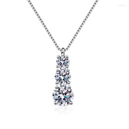 Chains Fashion 925 Sterling Silver Necklace Women's Moissanite Rising Step By Collar Chain Plating PT950 Gold Pendant