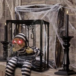 Other Event Party Supplies Horror Halloween Skeleton Toys Flashing Light Sound Doll Scary Talk Ghost Prisoner Hallowen Decoration Haunted House Prop 230816