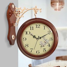 Wall Clocks Luxury Round Watch Fashion Modern Interior Wooden Old Flip Clock Bedrooms Reloj De Pared Home Decor Minimalist