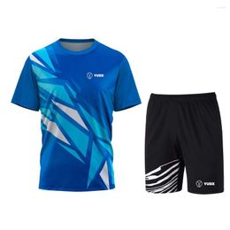 Men's Tracksuits Yudx Summer Quick-Dry Broken Geometric Pattern Badminton T-Shirt Shorts Set 2023 Running Golf Casual Breathable Sports