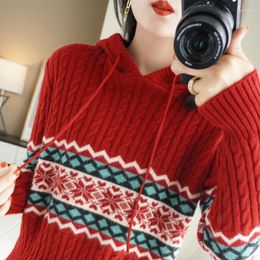 Women's Sweaters 2023 Pattern Girl Twist Sweater Hat Jacquard Turtleneck Long Sleeved