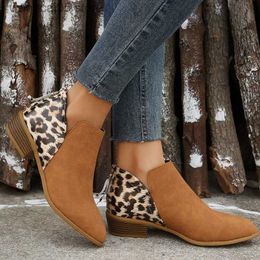 Boots Fashion Women Boots Winter Retro Women Ankle Boots Leisure Leopard Ankle Boots Comfortable Ladies Shoes Plus Size T230818