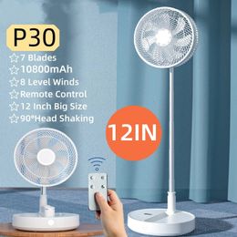 Other Home Garden P30/P10 USB Folding Portable Fan 9/10/12 Inch Cooling Wireless Air Conditioner 10800mAh Table Floor Telescopic Fan for Camping 230817