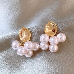 Dangle Earrings Korean Pearl 2023 Design Metallic Simple Temperament Fashion Jewellery Wholesale