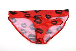 Underpants 2023 Selling Mens Underwear Pouch Mesh Sexy Printing Comfortable Breathable High-Quality Male Homme Gay Briefs