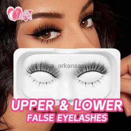 False Eyelashes 2Pairs Natural Eyelashes Upper Lower False Eyelashes Faux Cils Makeup Fake Eyelash Transparent Plastic Lower Lashes Makeup Tools HKD230817