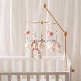 Baby Wooden Boho Rainbow Bed Bell Rattles Toys Hanging Pendant Newborn Toys Crib Bracket Montessori Toys Baby Birth Gift HKD230817