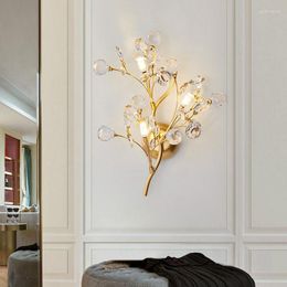 Wall Lamps Romantic Flowers Branches G4 Bulb Lights Clear Crystal Living Room Bedroom Decoration Sconce Gold Metal Drop