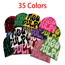 BeanieSkull Caps 35 Colours Mea Culpas Beanie Y2K Knitted Beanies For Women Men Couple Hat Ins Bonnet KpopWool Hoods Lady Hats Accessories 230816