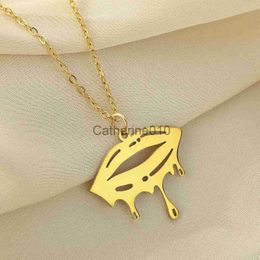 Pendant Necklaces Stainless Steel Cute Sexy Lips Pendant Necklace for Men Women Kpop Collar Collares Choker Halloween Cosplay Jewellery Gift J230817