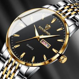 Wristwatches Top Brand Watch Men Stainless Steel Business Week Date Clock Waterproof Luminous Watches Mens Luxury Sport Quartz Wristwatch