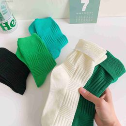 Socks women's medium tube socks women's socks cotton socks pile up socks double needle socks children's spring and summer Colours horizontal and vertical stripes ins