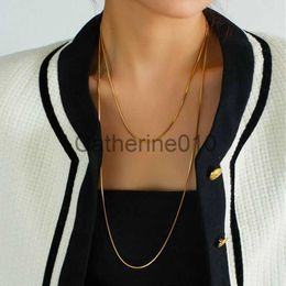 Pendant Necklaces Classic Minimalist 120cm 49inch Square Snake Chain Fashion Stainless Steel Gold Plate Double Layer Necklace For Men Women Unisex J230817