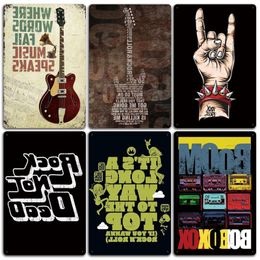 New rock music retro tin painting cafe background wall bar frameless decorative painting Living Room Home decor Size 20X30cm Jdhph