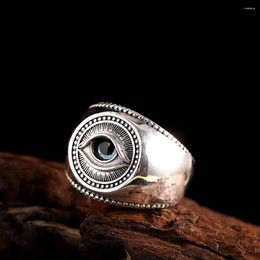 Cluster Rings 2023 Pure S925 Silver Jewellery Vintage Punk Demon Eye Man Ring Trendy Valentine's Day Gifts