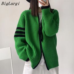 Womens Jackets Striped Knitted Sweater Chic Winter Coat Women Korean Vintage Elegant Loose Office Casual Ladies 230817
