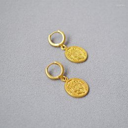 Hoop Earrings Stylish Golden Hoops With Vintage Finish And Coin Dangles Perfect For Fashionable Women