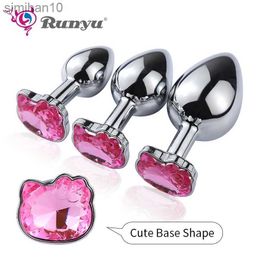 Anal Toys New Cute Base Metal Anal Plug Small Size Erotic Anal Sex Toys for Women Men Sex Games Butt Plug for Couples Adult Sex products HKD230816