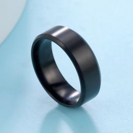 Cluster Rings Dreamtimes Simple Stainless Steel Men Ring Black Colour Women 2023 Fashion Punk Jewellery Wedding Wholesale Size 7-13