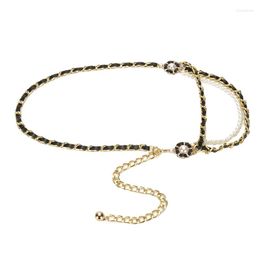 Belts European And American Ins Leather Waist Chain Women's Fashion Versatile Pearl Decoration With Skirt Thin