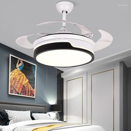 Ceiling Fan Led Pendant Lamp Light Chandelier Control Invisible Household Modern Simple Living Room Bed Dining