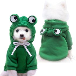 Dog Apparel Dog Hoodie- Dog Basic Sweater Coat Cute Frog Shape Warm Winter Jacket Cat Cold Weather Clothes Outfit Outerwear Dog Halloween 230816