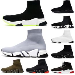 Platform Sneaker balencaigaes Speed Trainer 2.0 V2 Shoes Men Women Tripler S Paris Socks Boots All Black White Blue Light Sliver Brown Ruby Graffiti Vintage Luxury