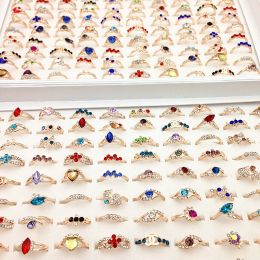 36 pieces of women's rings gold alloy flowers love ellipse various Jewellery multi-color mixed gift rings Jewellery wholesale