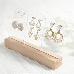 Jewelry Pouches Wooden Earring Display Stand Earrings Holder Organizer Acrylic Cards Ear Stud Props Rack Earing Card Box