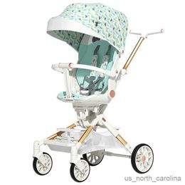 Strollers# High View Four Wheels Stroller Sit and Lie Down Lightweight Baby Stroller Bidirectional Folding Baby Stroller To 3 Years R230817