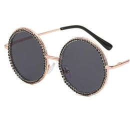 Children Sunglasses Round Sun Glasses Diamond Rimmed Eyeglasses Adumbral Anti-UV Spectacles Kids Alloy Frame Ornamental