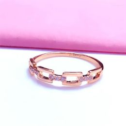 Cluster Rings Creative 585 Purple Gold Crystal For Women Simple Opening Light Luxury Plated 14K Rose Jewelry Party Gift