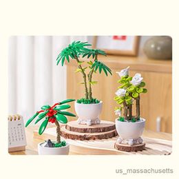 Blocks DIY MOC Bambusa Multiplex Potted Plants Succulents Bonsai Tree Gardens Romantic Building Blocks Model B Kids Sets Kits Toys R230817