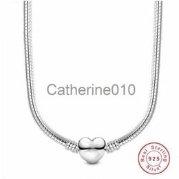 Pendant Necklaces Heart 925 SterlSilver Snake Chain Necklace Secure Ball Clasp Beads Charms Chocker Necklace For Women Men WeddDIY Jewellery J230817