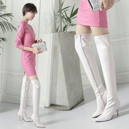 Dress Shoes Patent Leather Over Knee Boot's Fashion Performance Boots Pointed Thin Heels High 230816