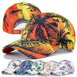 Ball Caps Hats For Women Fashion Flower Pattern Baseball Cap Adjustable Outdoor Female Streetwear Hat Shading