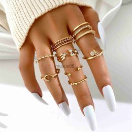 Band Rings New Geometry Rings Set For Women Fashion Open Adjustable Zircon Finger Rings Charm Simple Delicacy Jewellery Accessories Gifts J230817